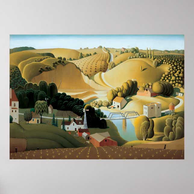 Póster Grant Wood - Stone City Iowa (Frente)