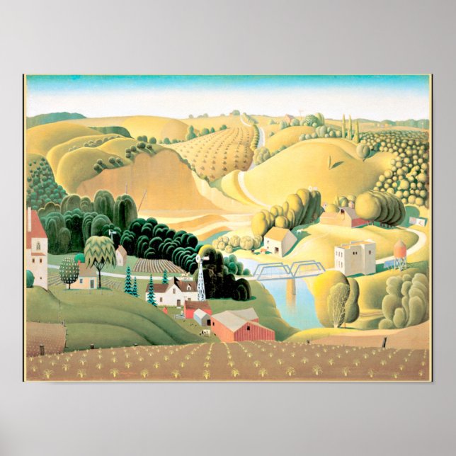Póster Grant Wood - Stone City, Iowa (Frente)