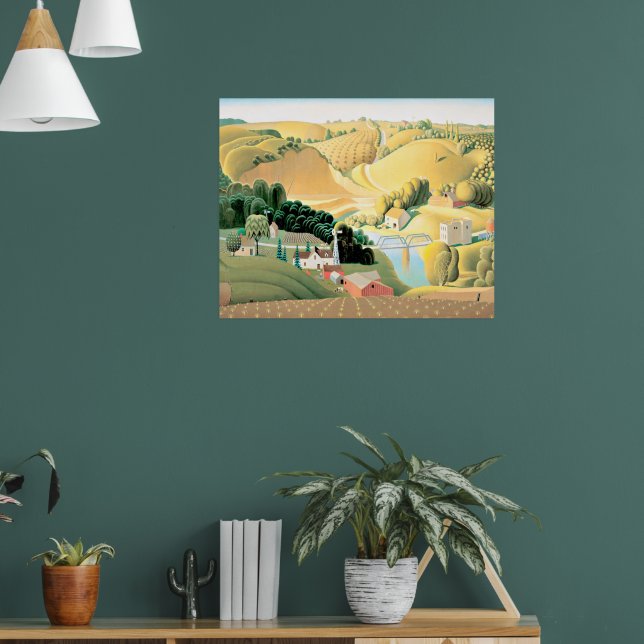 Póster Grant Wood - Stone City, Iowa (Salón 1)
