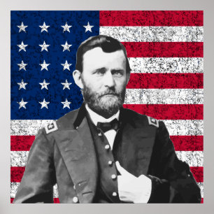Póster Grant y la bandera americana