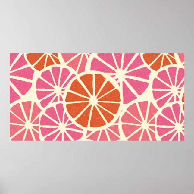 Póster Grapefruit slices seamless pattern,fresh citrus ba (Frente)
