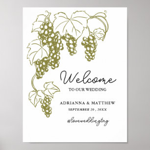 Póster Grapevine Elegant Vineyard   Rótulo Boda de Italia