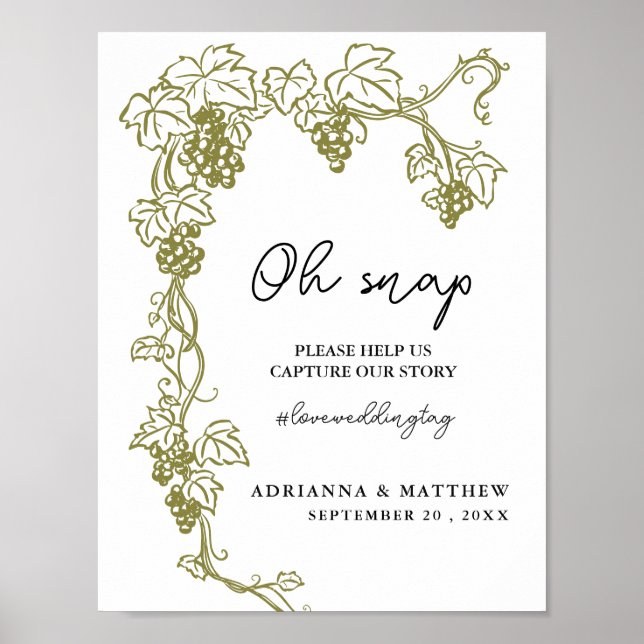 Póster Grapevine Elegant Vineyard | Rótulo Boda de Italia (Frente)