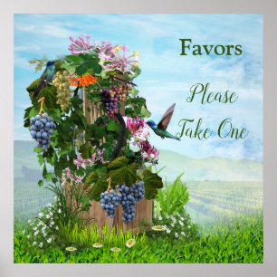 Póster Grapevines, boquerones y colibríes