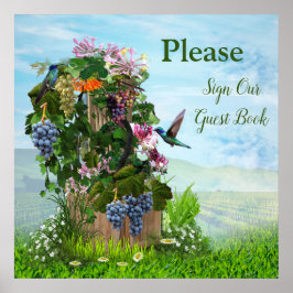 Póster Grapevines, boquerones y colibríes