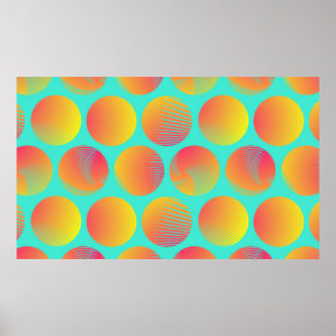 Póster graphic circles seamless pattern in orange blue sh