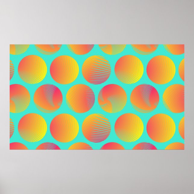 Póster graphic circles seamless pattern in orange blue sh (Frente)