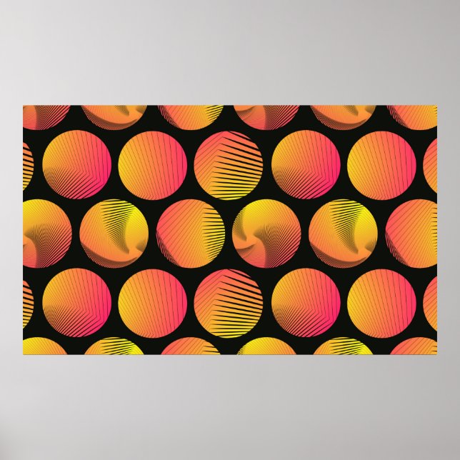 Póster graphic circles seamless pattern in orange fire sh (Frente)