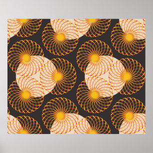 Póster graphic floral tracery grid seamless pattern in go