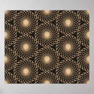 Póster graphic floral tracery grid seamless pattern in iv