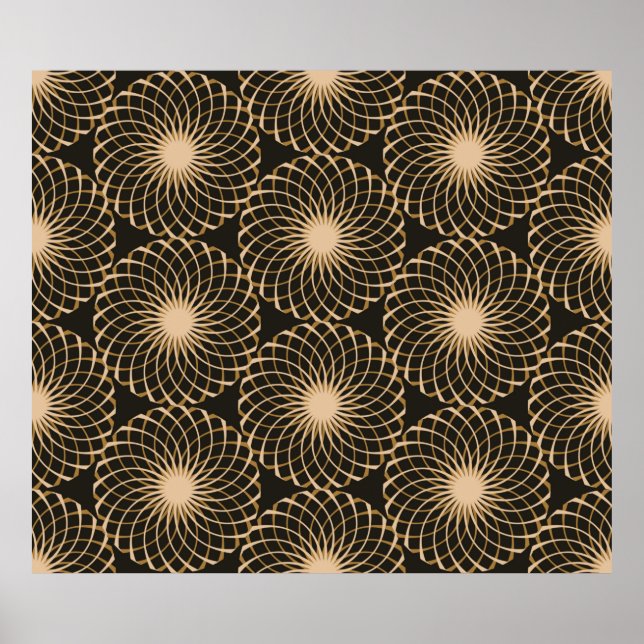 Póster graphic floral tracery grid seamless pattern in iv (Frente)