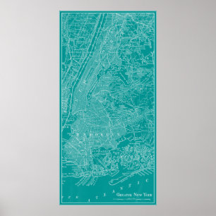 Póster Graphic Map of New York