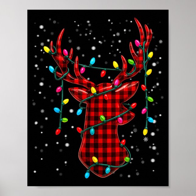 Póster Graphic Plaid Rudolph Christmas Tree Light Xmas Me (Frente)