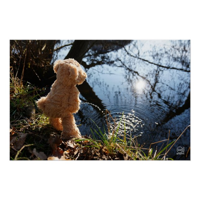 Póster Grappige beer die ondeugend plast. (Anverso)