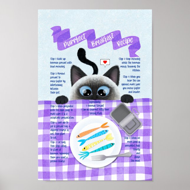 Póster Grasa de desayuno para gato siamesa (Frente)
