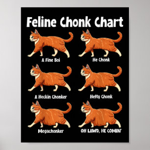 Póster Grasa divertida en gráfico de chonetas felinas
