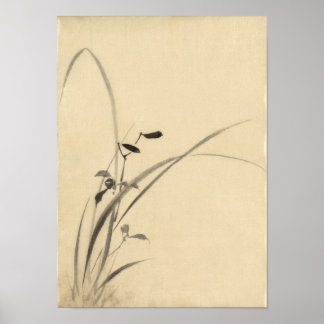 Póster Grasas, Bella Artes japonés de Hokusai