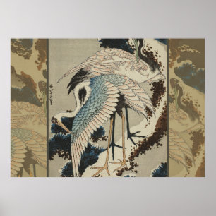 Póster Grasas en una nieve cubierta Hokusai