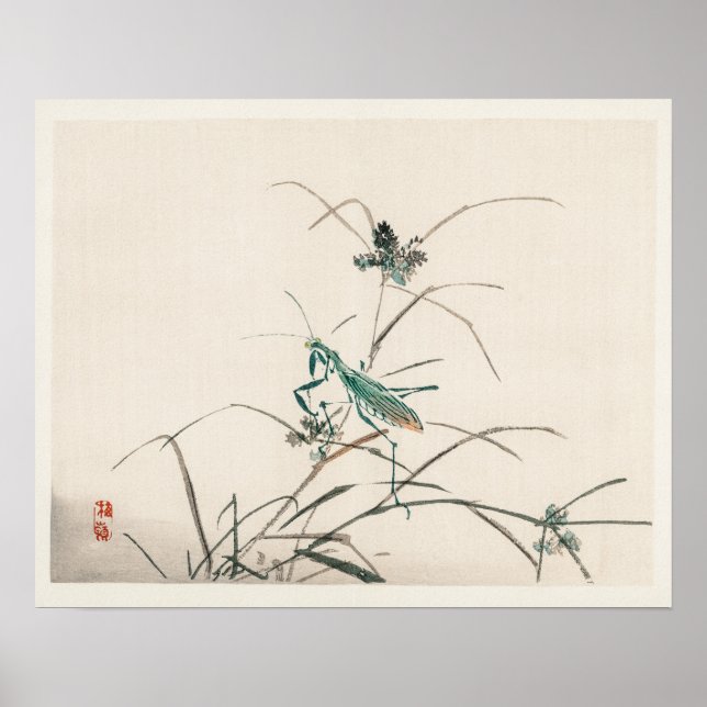 Póster Grasshopper de Kōno Bairei (1844-1895) (Frente)