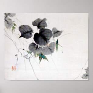 Póster Grasshopper on the Kudzu Leaf, Watanabe Seitei