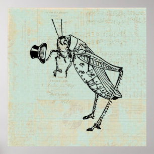 Póster Grasshopper with Top Hat