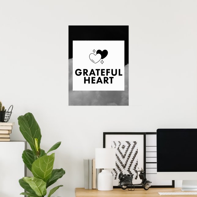 Póster Grateful Heart. Wall Art. (Oficina en casa)