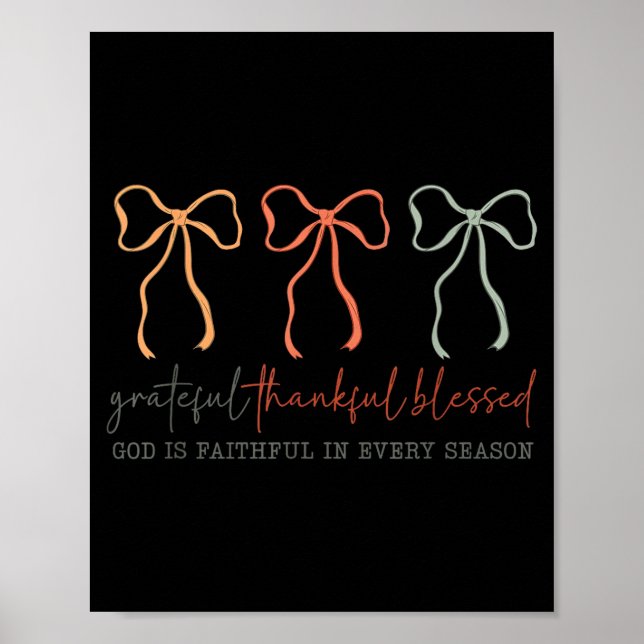 Póster Grateful Thankful Blessed God's Faithful Christian (Frente)