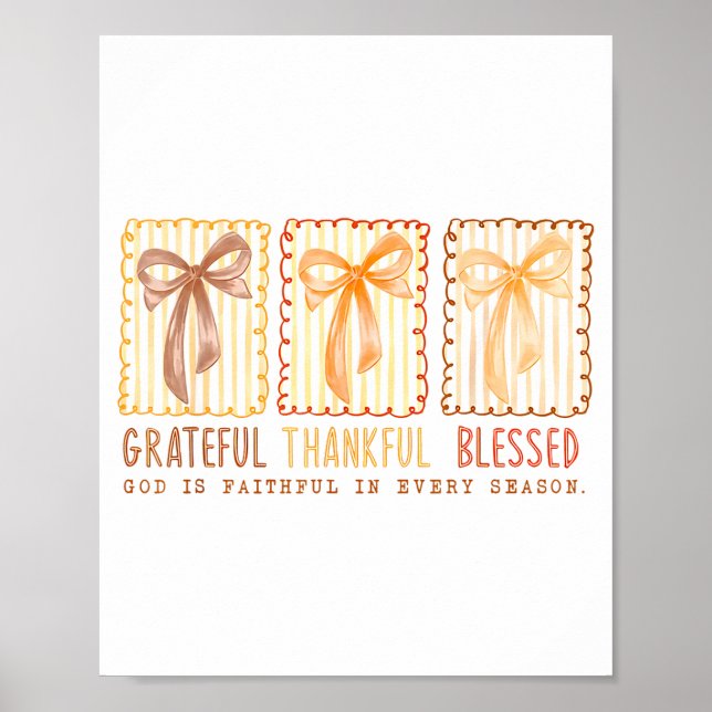 Póster Grateful Thankful Blessed God's Faithful Christian (Frente)