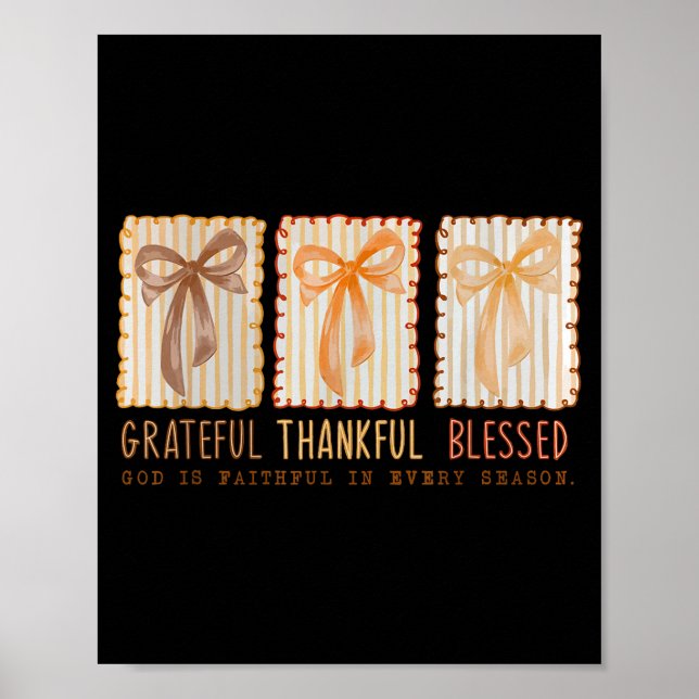 Póster Grateful Thankful Blessed Religious Christian  (Frente)