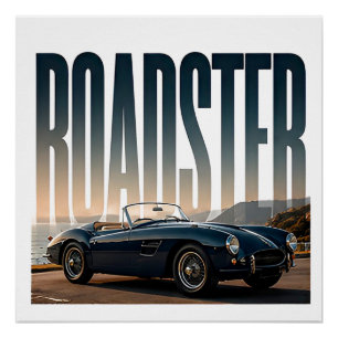 Póster Grático editorial de Roadster de lujo en carretera