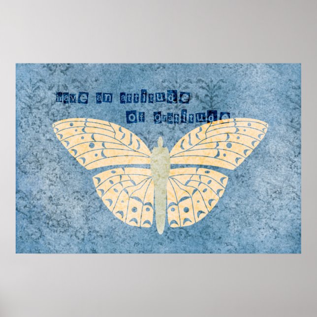 Póster Gratitud Actitud Mariposa (Frente)