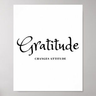 Póster Gratitud Cambios Actitud Acción Acción de Gracias 