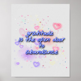 Póster gratitud está abierta la puerta a la abundancia