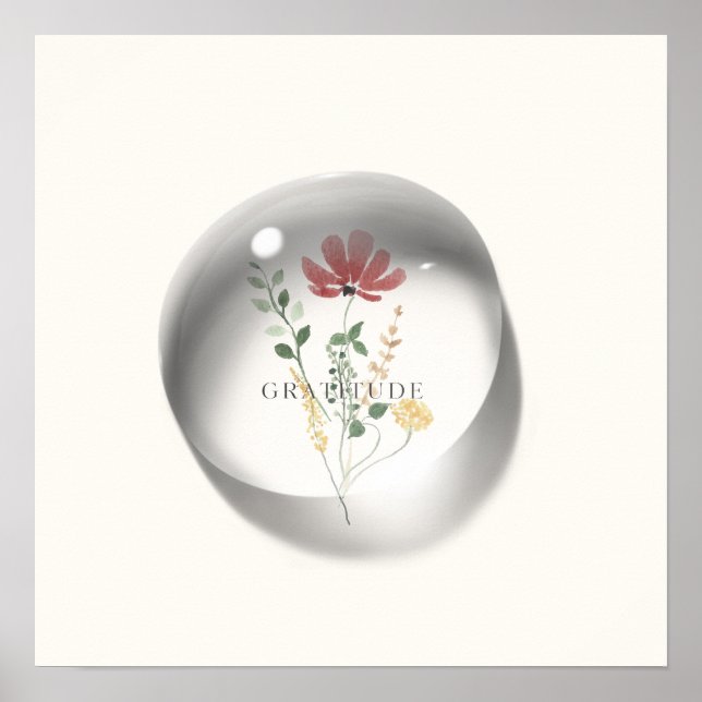 Póster Gratitud Floral Agua-gota Mínima (Frente)