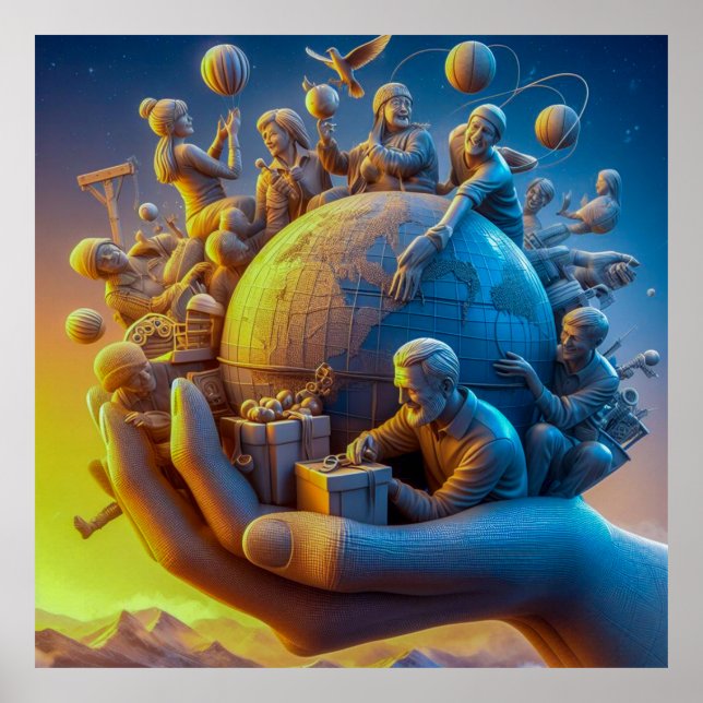 Póster Gratitud Global: Manos alegres (Frente)