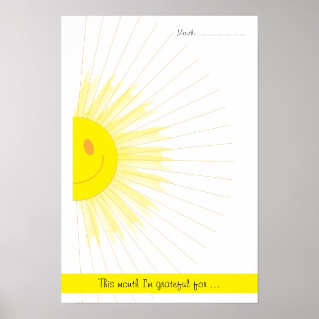Póster Gratitud mensual Rays de la conciencia del sol (Frente)