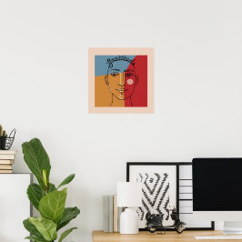 Póster "Gratitud" Minimalista Face Line Art | Contemporán