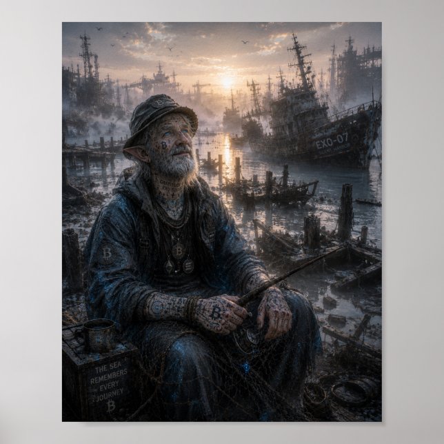 Póster Gratitud / Pescador / Un Puerto Tranquilo (Frente)