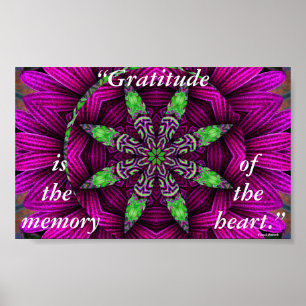 Póster Gratitude Floral Kaleidoscopic Mandala Poster