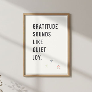 Póster Gratitude Minimal Quote, Mindful Living
