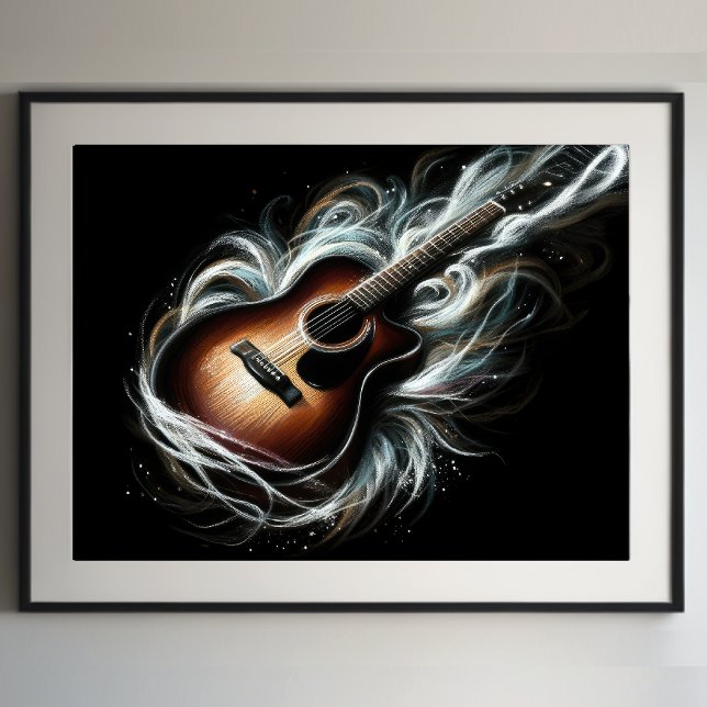 Póster Grave Pastel Dibujo Grasación Guitarra Acústica (Subido por el creador)