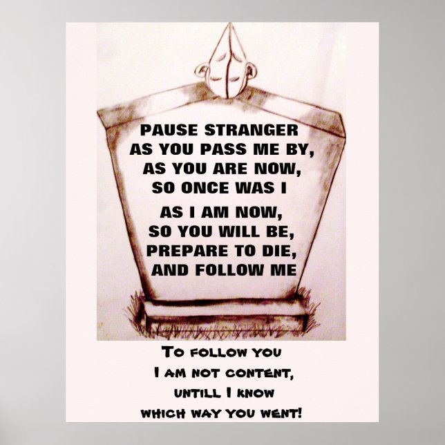 PÓSTER GRAVESTONE, PAUSE POEM EXTRAÑO (Frente)