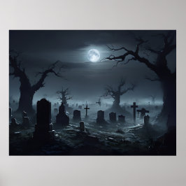 Póster Graveyard Dusk - Poster del cementerio embrujado