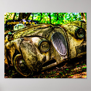 Póster Graveyard para coches clásicos   Jaguar XK