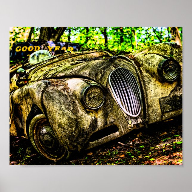 Póster Graveyard para coches clásicos | Jaguar XK (Frente)