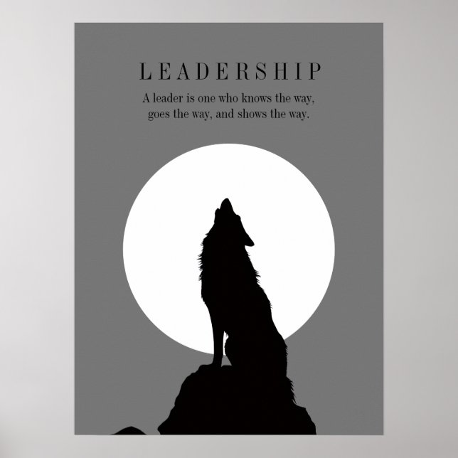 Póster Gray Black Pop Art Leadership Wolf Howling (Frente)