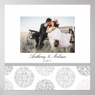 Póster Gray Bouquet Boda Collage de fotos Wall Art Poster