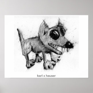 Póster gray dog with teeth