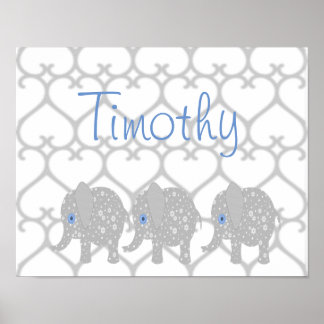 Póster Gray Elephant Baby Nursery Art Poster