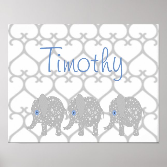 Póster Gray Elephant Baby Nursery Art Poster (Frente)
